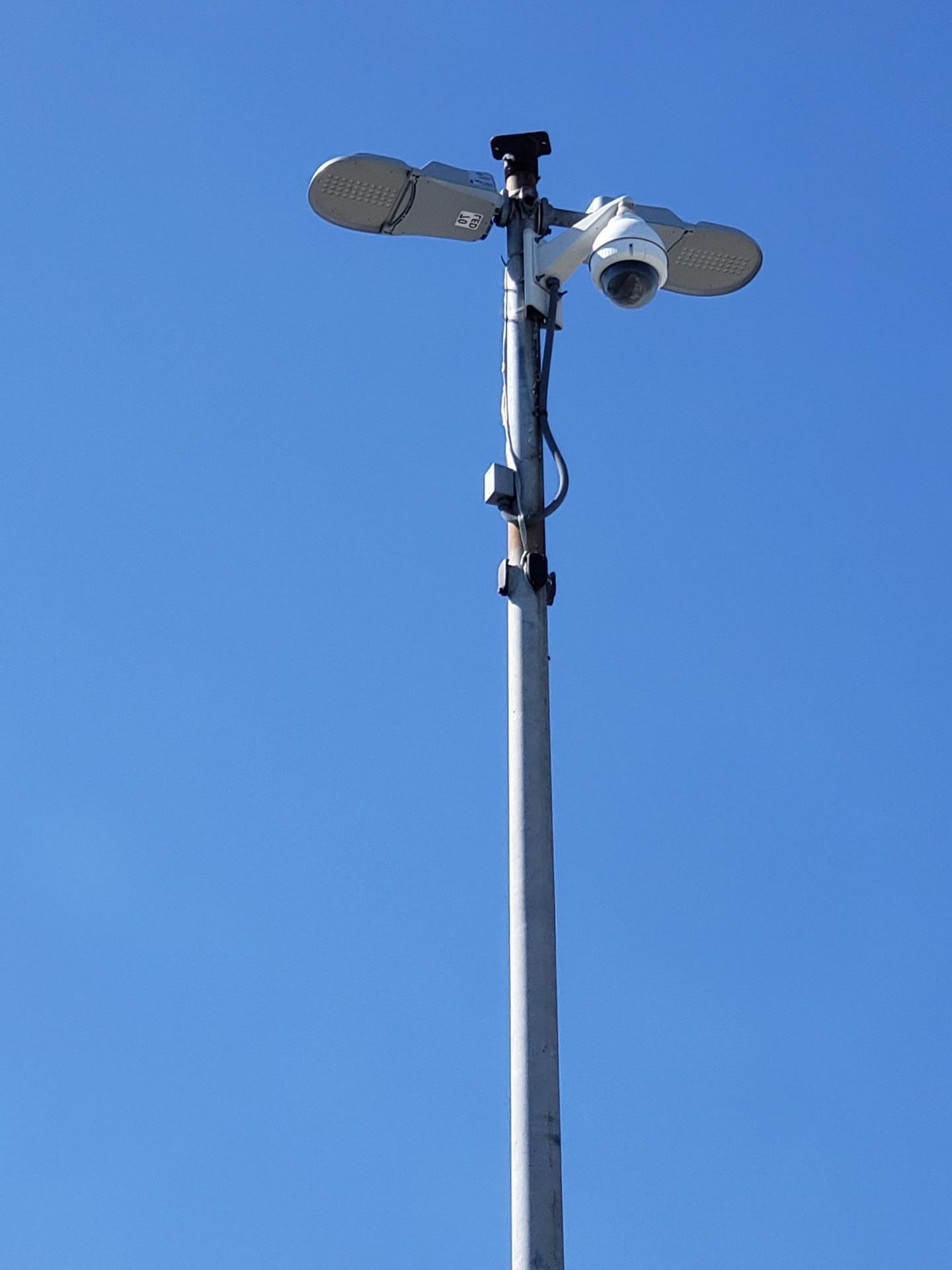 Photo of LED light fixture and camera